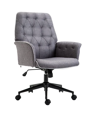 Homcom Modern Mid-Back Home Office Computer Adjustable Chair w/ Padded Arms, Dark Grey