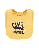 Hudson Baby Infant Boys Cotton Bibs, Hugasaurus, One Size