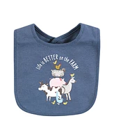 Hudson Baby Infant Boys Cotton Bibs, Green Farm Animals, One Size