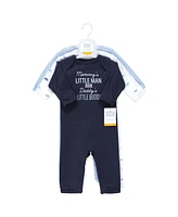 Hudson Baby Baby Boys Hudson Cotton Coveralls, Newest Family Member, 18-24 Months