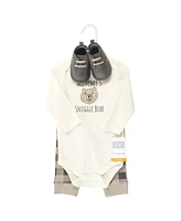 Hudson Baby Boys Cotton Bodysuit, Pant and Shoe Set, Teddy Bears Long Sleeve, 12-18 Months