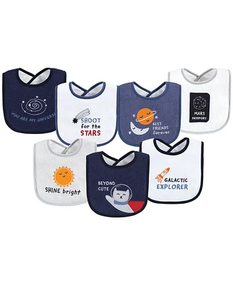 Hudson Baby Infant Boy Cotton Terry Drooler Bibs with Fiber Filling, Dino, One