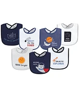 Hudson Baby Infant Boy Cotton Terry Drooler Bibs with Fiber Filling, Dino, One