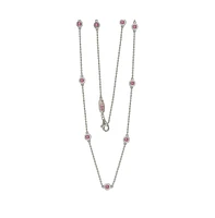 Suzy Levian New York Pink Sapphire Station Necklace in Sterling Silver by Suzy Levian