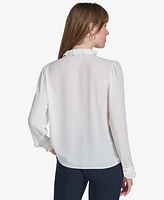 Tommy Hilfiger Women's Lace-Trim Ruffled Blouse