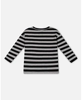 Deux par Toddler Boys Striped Rib T-Shirt Black - Toddler|Child