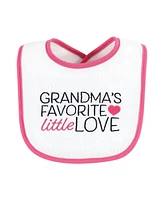 Hudson Baby Infant Girl Fiber Filled Drooler Bibs 3pk, Grandmas Favorite Heart, One