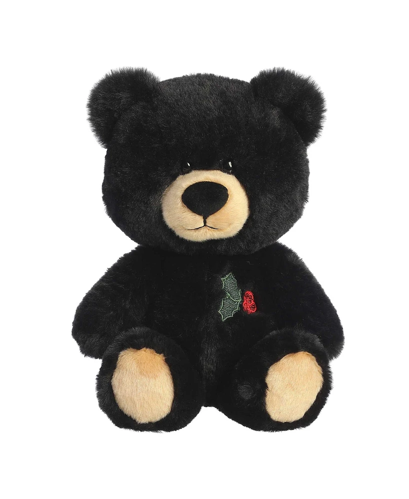 Aurora Large Hugga-Wug Holly Bear Holiday Festive Plush Toy Black 13.5"