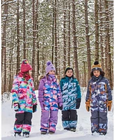 Deux par Big Girls One Piece Snowsuit Mauve Printed Landscape