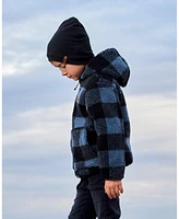 Deux par Deux Big Boys Reversible Sherpa Jacket Blue And Black Plaid