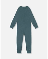 Deux par Toddler Boys One Piece Thermal Underwear Pine Green - Toddler|Child