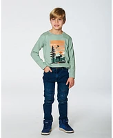 Deux par Big Boys Long Sleeve T-Shirt With Print Sage