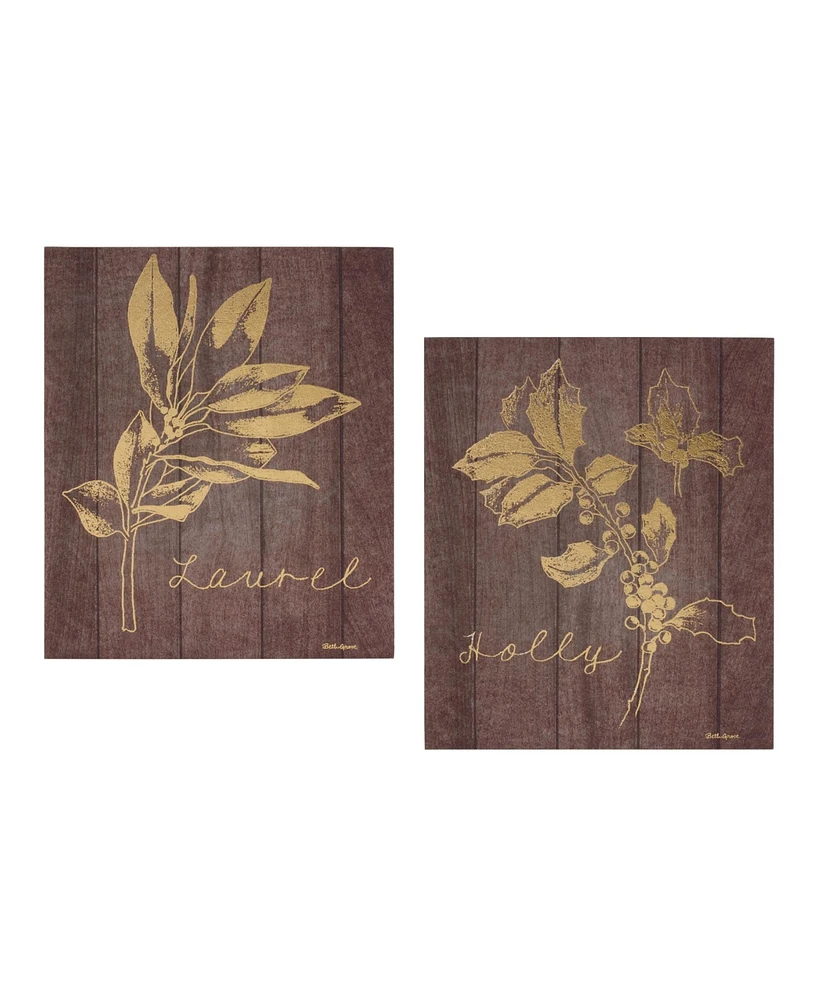 Slickblue Laurel And Holly Plaque (Set of 2) 9"l X 11"h Plastic-mdf