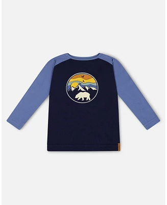 Deux par Toddler Boys Raglan T-Shirt With Print Navy - Toddler|Child