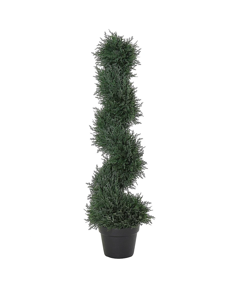 Outsunny 3FT Topiary Artificial Faux Cedar Tree Plant w/ Included Nursery Pot