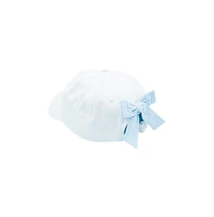 Bits & Bows Girls Winnie White with Blue Bow Baseball Hat