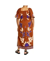 City Chic Plus Nala Print Maxi Dress