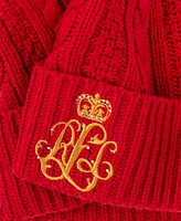 Lauren Ralph Cable Hat with Direct Embroidery and Stones