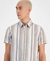 Sun + Stone Men's Leon Striped Short-Sleeve Shirt, Created for Macy's