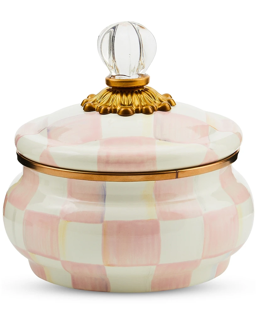 Mackenzie-Childs Rosy Check Enameled Steel Squashed Pot