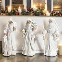 Slickblue Snowy White Winter Santa Figurine (Set of 3)