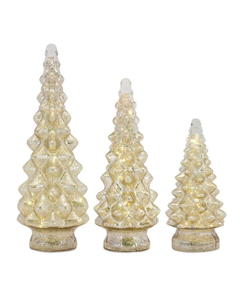 Slickblue Led Lighted Mercury Glass Holiday Tree Decor - Set of 3