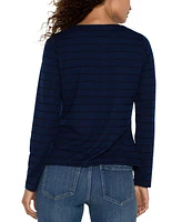 Liverpool Los Angeles Women's Mitered Stripe Boatneck Top