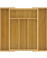 JoyJolt Bamboo Expandable Drawer Organizer for Kitchen Utensils