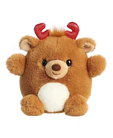 Aurora Small Rounder Reindeer Holiday Festive Plush Toy Brown 8"