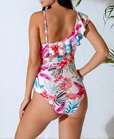 Cupshe Maternity Floral Ruffled Asymmetrical Convertible One-Piece