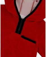 Deux par Big Boys Hooded T-Shirt With Zip Red Mix