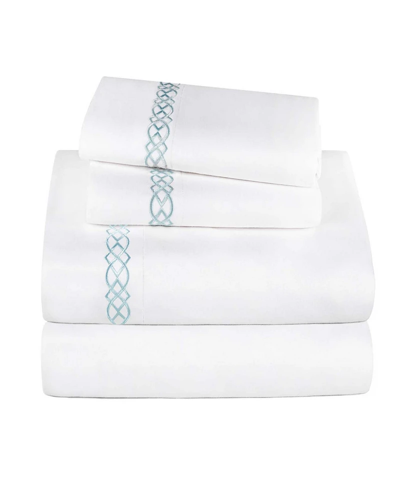 Superior Egyptian Cotton 1000 Thread Count Embroidered Bed Sheet Set, King - White