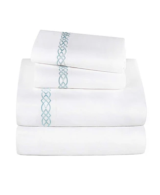 Superior Egyptian Cotton 1000 Thread Count Embroidered Bed Sheet Set, King - White