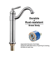 13-1/2" Single Handle Brushed Nickel Bathroom Vessel Sink Faucet Lavatory Swivel Spout