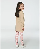 Deux par Little Girls Printed Leggings Pink With White Flowers - Toddler|Child