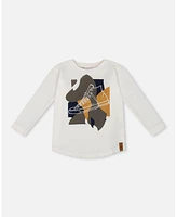 Deux par Big Boys Long Sleeve T-Shirt With Print Off White