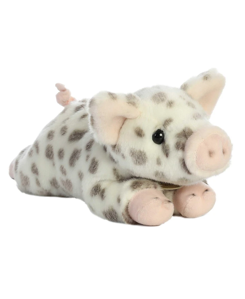 Aurora Medium Spotted Piglet Miyoni Realistic Plush Toy White 11"