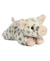 Aurora Medium Spotted Piglet Miyoni Realistic Plush Toy White 11"