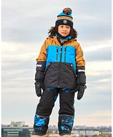 Deux par Big Boys Two Piece Technical Snowsuit Brown, Blue And Black With Printed Storm