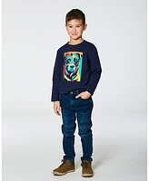 Deux par Toddler Boys Long Sleeve T-Shirt With Print Navy - Toddler|Child