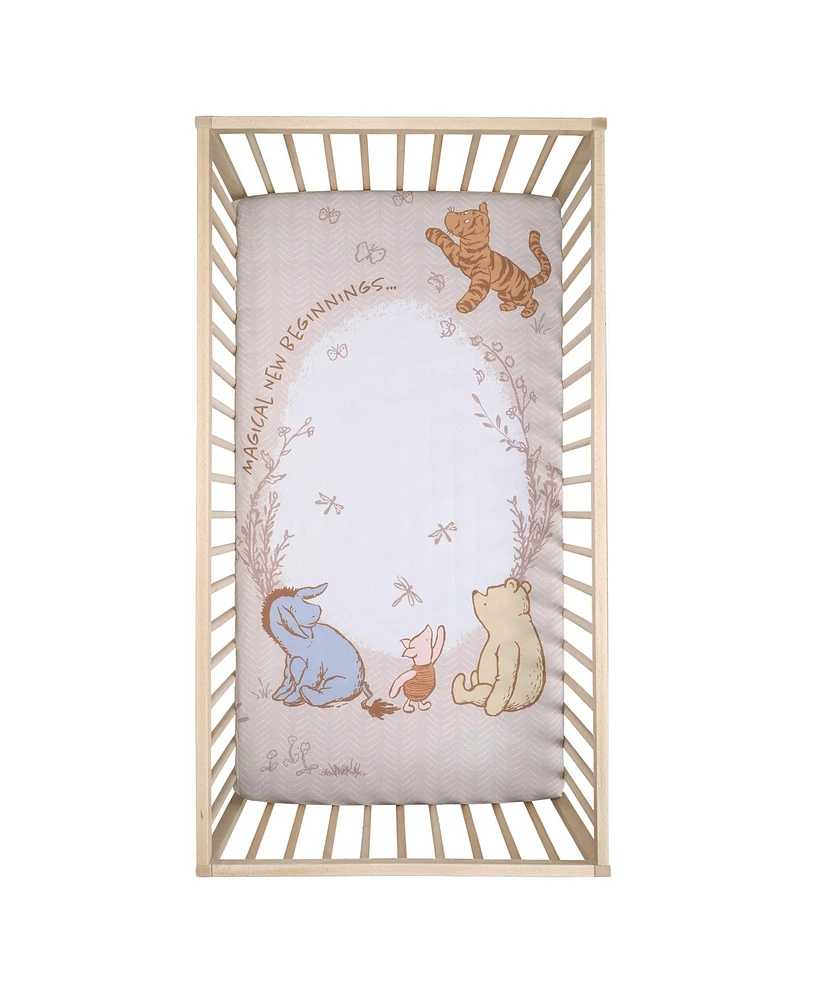 Lambs & Ivy Disney Baby Pooh Bear & Pals Photo Op Cotton Baby Fitted Crib Sheet