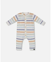 Deux par Baby Boy Knitted Jumpsuit Stripe Hazel And Blue - Infant