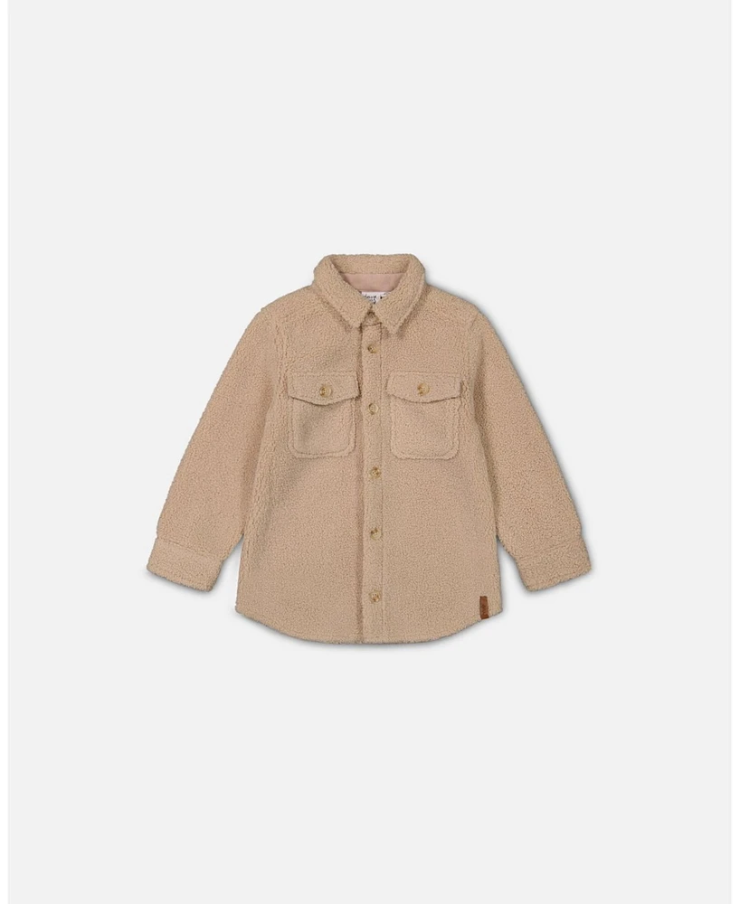 Deux par Little Boys Sherpa Overshirt With Pocket Beige - Toddler|Child