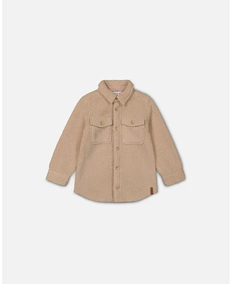 Deux par Deux Little Boys Sherpa Overshirt With Pocket Beige - Toddler|Child