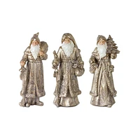 Slickblue Stone Woodland Santa With Gold Finish (Set of 3)