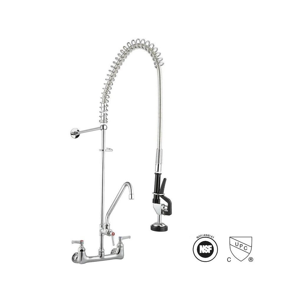 Yescom Aquaterior Pre-Rinse Brass Wall-mount Faucet w/ 12" Add-On Faucet Restaurant Cupc Nsf