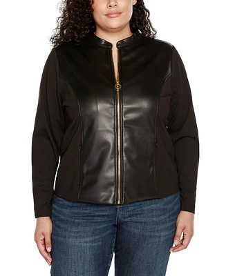 Belldini Black Label Plus Faux-Leather Moto Jacket