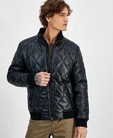 Guess Men's Quilted Full-Zip Faux-Leather Jacket