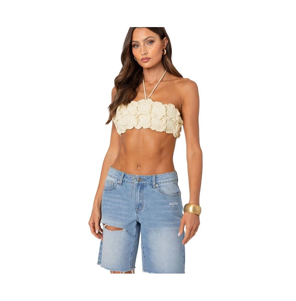 Edikted Women's Flower Girl Crochet Crop Top