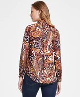 Jones New York Women's Printed Relaxed Utility Blouse